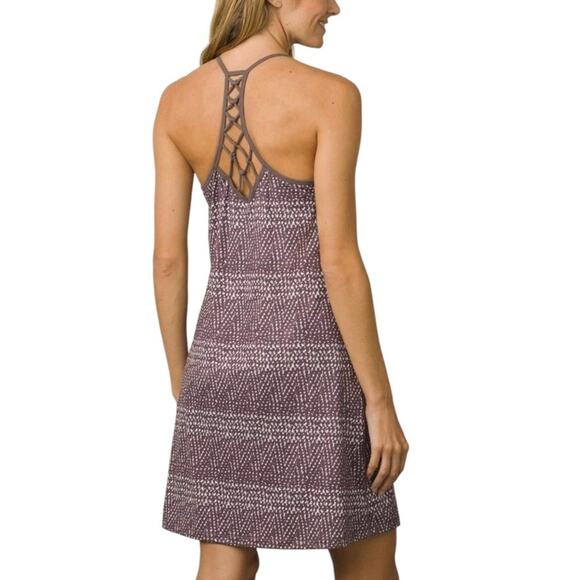 PrAna Elixer Volcanic Plum Sumatra Sporty Tank Dress Built In Bra Large Hiking - Picture 5 of 11